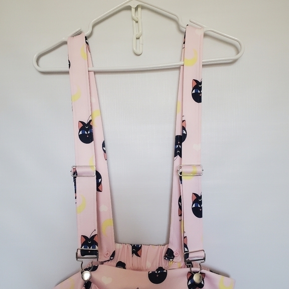 HOT TOPIC SAILOR MOON LUNA & MOONS PINK SUSPENDERS SKIRT IRIDESCENT WOMENS (XL) - Picture 15 of 15